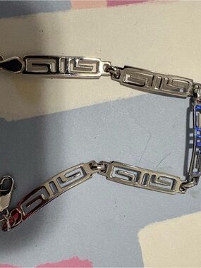 Silver Greek Key Chain Bracelet